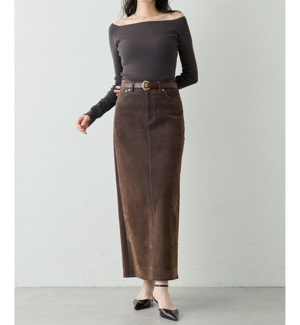  「デニムフロッキースリットスカート」|スカート|