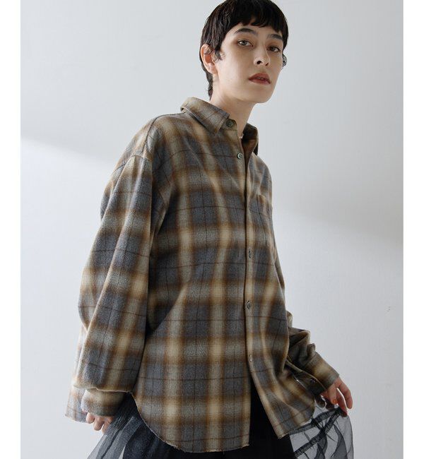  「シャギーチェックシャツ」|シャツ・ブラウス|グレー
