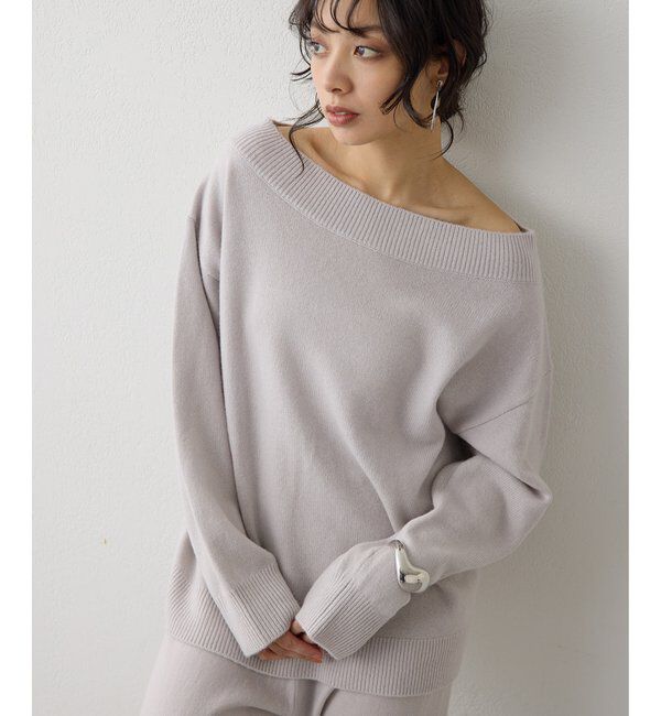  「ウールカシミヤオフショルプルオーバー」|ニット・セーター|グレージュ