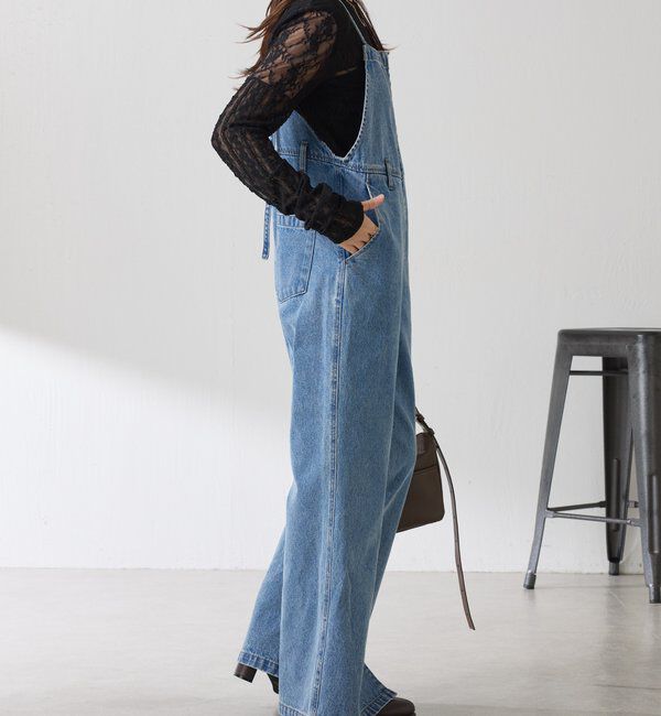  「Q.anos フレアデニムロンパース」|ワンピース|