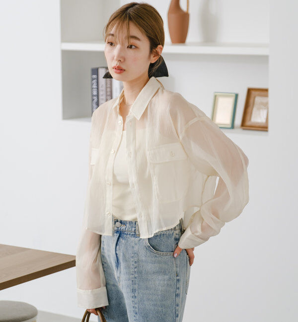  「【S.Lサイズ】オーガンジークレープシャツ」|シャツ・ブラウス|