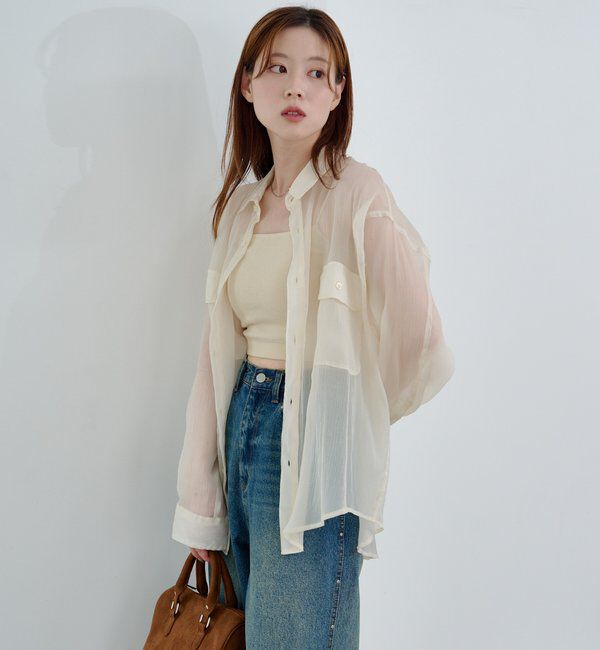 「【S.Lサイズ】オーガンジークレープシャツ」|シャツ・ブラウス|