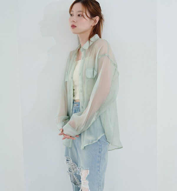 「【S.Lサイズ】オーガンジークレープシャツ」|シャツ・ブラウス|
