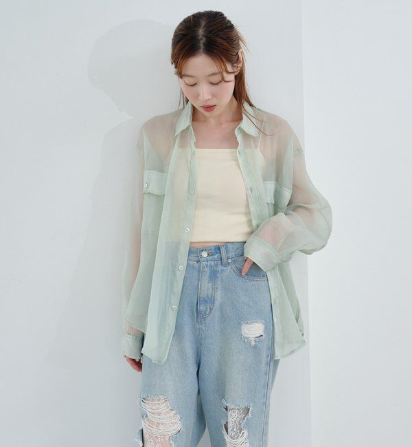  「【S.Lサイズ】オーガンジークレープシャツ」|シャツ・ブラウス|