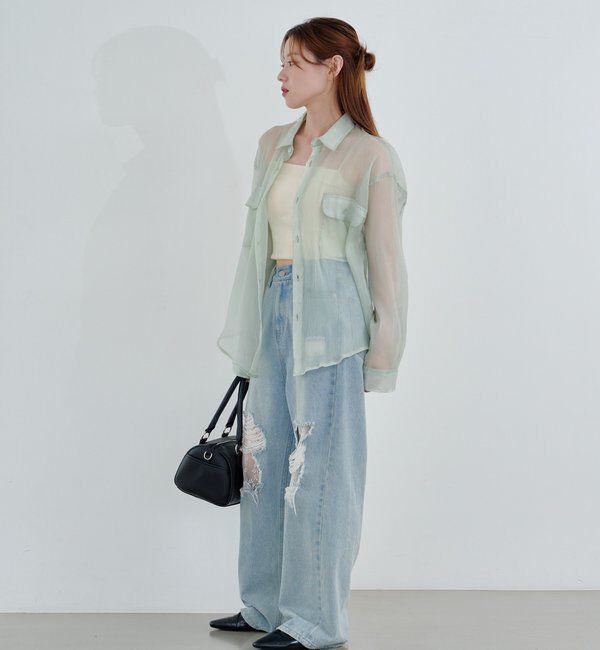  「【S.Lサイズ】オーガンジークレープシャツ」|シャツ・ブラウス|