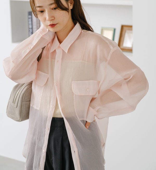  「【S.Lサイズ】オーガンジークレープシャツ」|シャツ・ブラウス|