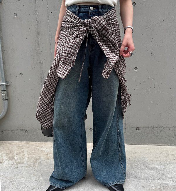  「【新色追加/S.Mサイズ展開】チェックギャザーシャツ」|シャツ・ブラウス|