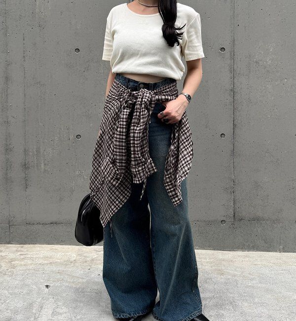  「【新色追加/S.Mサイズ展開】チェックギャザーシャツ」|シャツ・ブラウス|