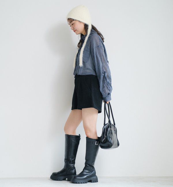  「【新色追加/S.Mサイズ展開】チェックギャザーシャツ」|シャツ・ブラウス|