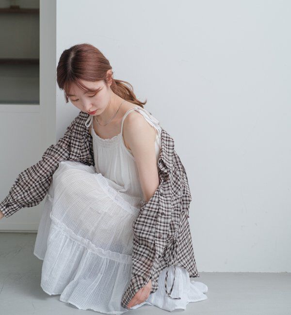  「【新色追加/S.Mサイズ展開】チェックギャザーシャツ」|シャツ・ブラウス|