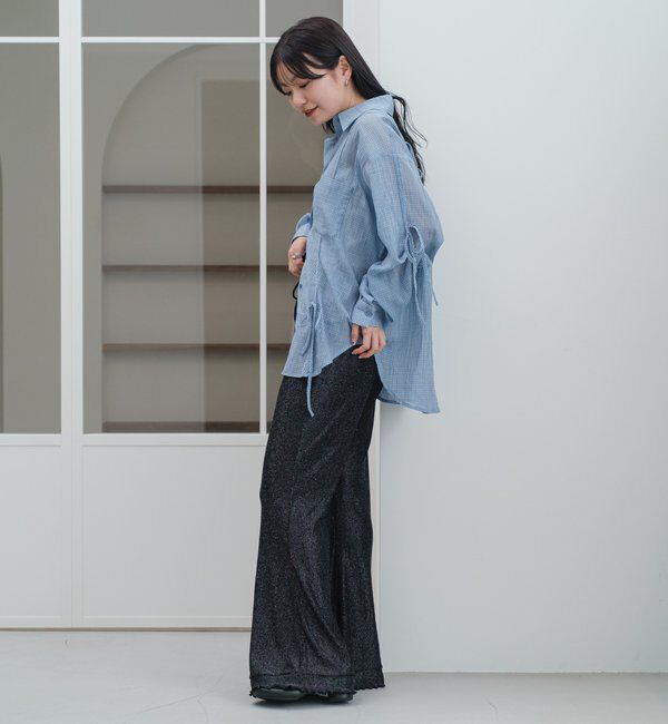  「【新色追加/S.Mサイズ展開】チェックギャザーシャツ」|シャツ・ブラウス|