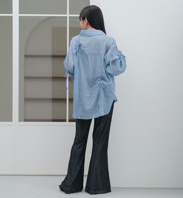  「【新色追加/S.Mサイズ展開】チェックギャザーシャツ」|シャツ・ブラウス|