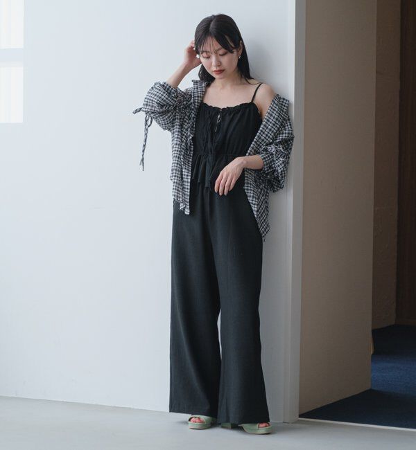  「【新色追加/S.Mサイズ展開】チェックギャザーシャツ」|シャツ・ブラウス|