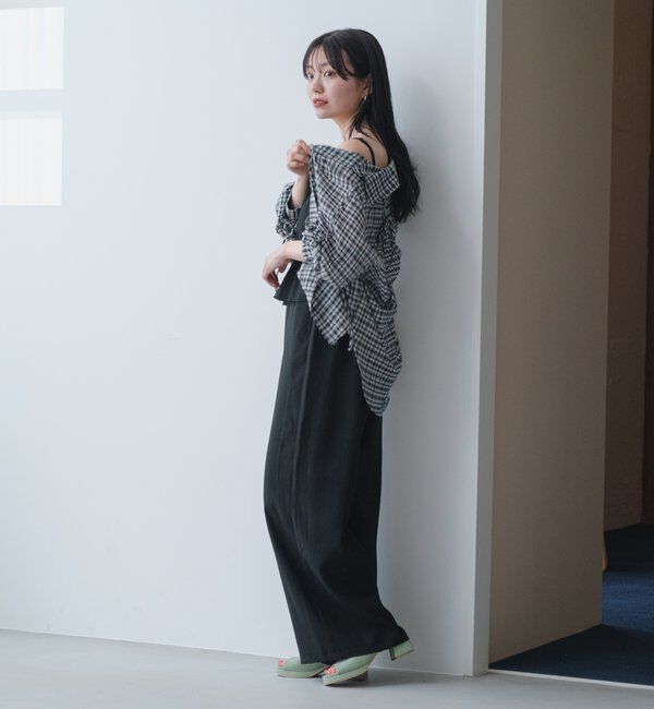  「【新色追加/S.Mサイズ展開】チェックギャザーシャツ」|シャツ・ブラウス|