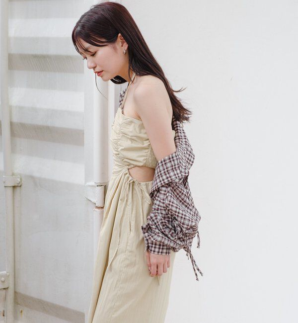  「【新色追加/S.Mサイズ展開】チェックギャザーシャツ」|シャツ・ブラウス|