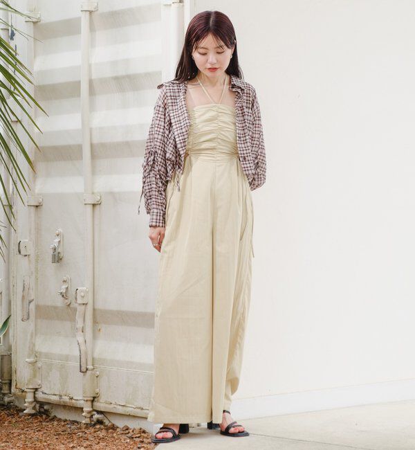  「【新色追加/S.Mサイズ展開】チェックギャザーシャツ」|シャツ・ブラウス|