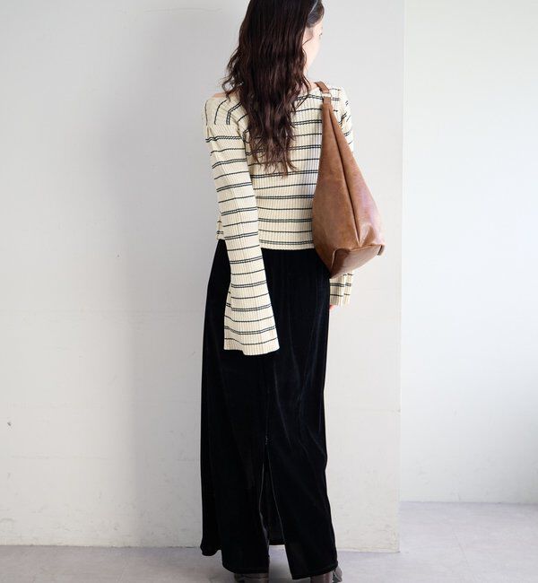  「【ボーダー＆無地】フレアスリーブリブニット」|ニット・セーター|