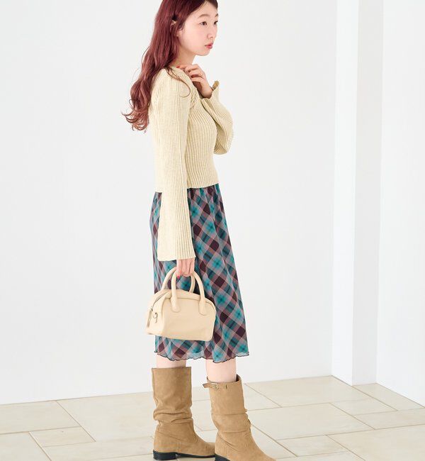  「【ボーダー＆無地】フレアスリーブリブニット」|ニット・セーター|