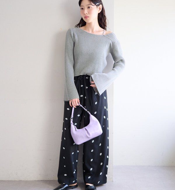  「【ボーダー＆無地】フレアスリーブリブニット」|ニット・セーター|