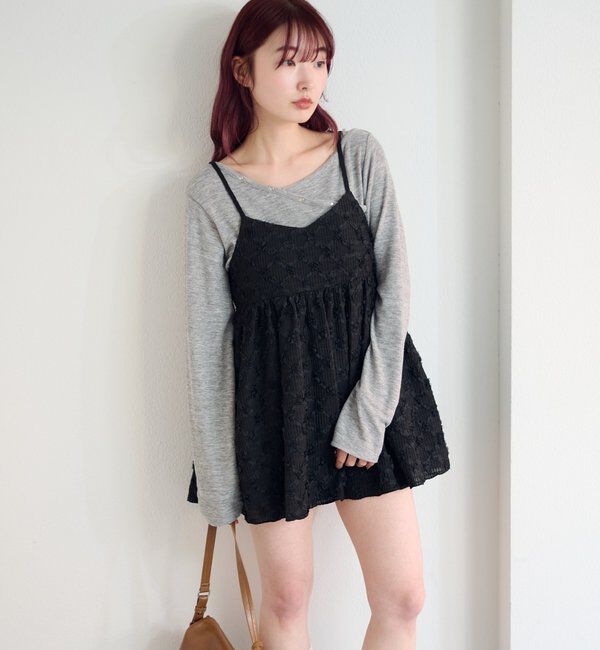  「フラワージャガードチュニック」|シャツ・ブラウス|ブラック