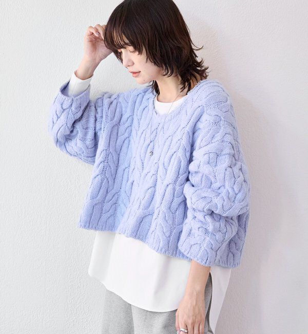  「【大人のこなれ感を演出】フリンジネックケーブルニット」|ニット・セーター|