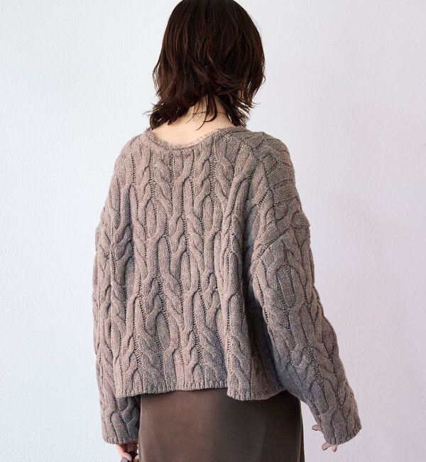  「【大人のこなれ感を演出】フリンジネックケーブルニット」|ニット・セーター|