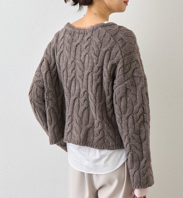  「【大人のこなれ感を演出】フリンジネックケーブルニット」|ニット・セーター|