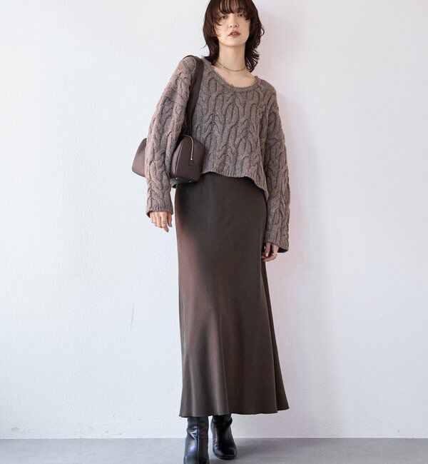  「【大人のこなれ感を演出】フリンジネックケーブルニット」|ニット・セーター|