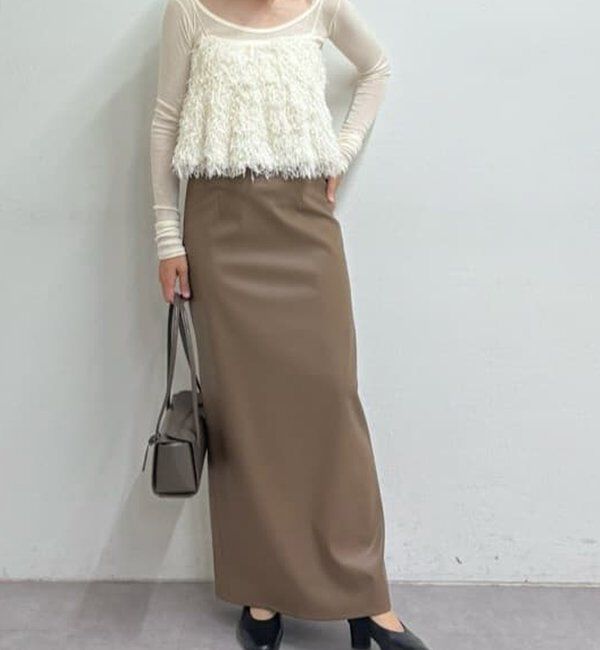  「フェイクレザータイトスカート」|スカート|