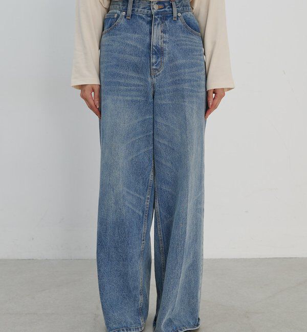  「センタープレスワイドデニム」|デニム|