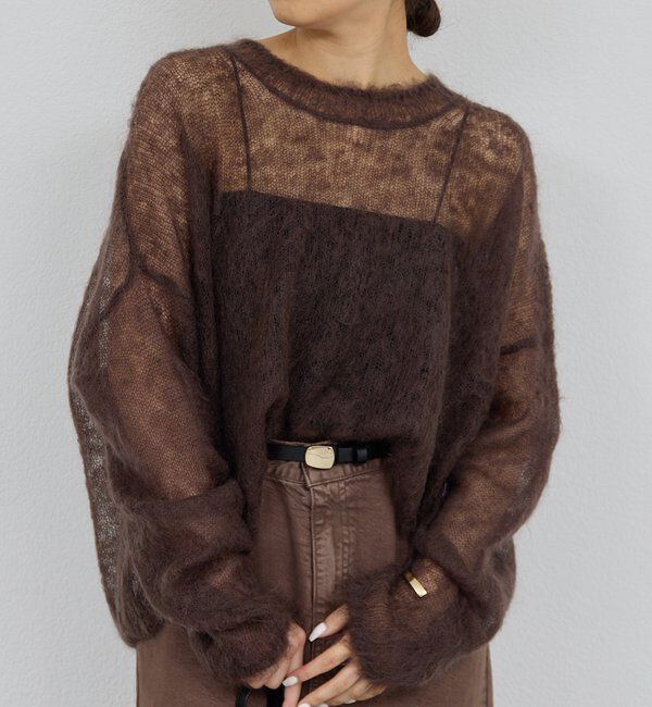  「モヘヤリングシアーニット」|ニット・セーター|ブラウン