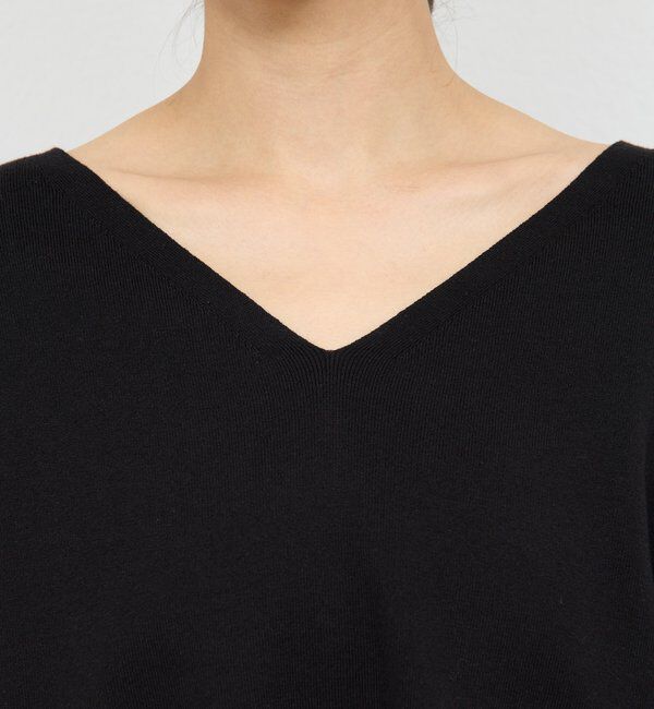  「【CHIKAコラボ】【着やせ&times;時短おしゃれ】タイ付き総針Vネックニット」|ニット・セーター|