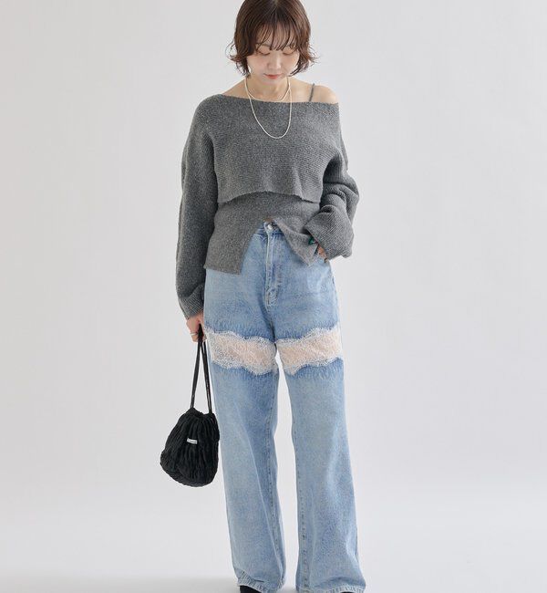  「クロスニットスリットキャミSET」|ニット・セーター|