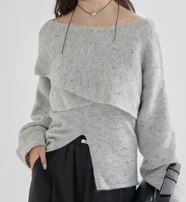  「クロスニットスリットキャミSET」|ニット・セーター|ライトグレー