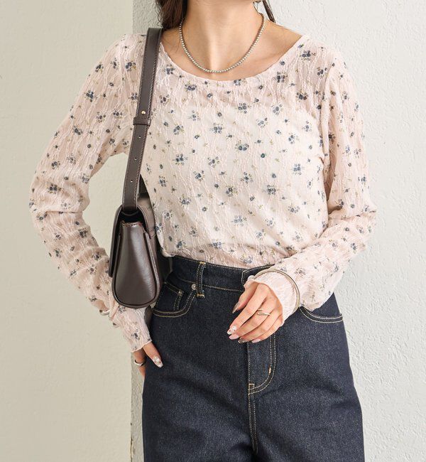  「レース花柄シアーロンT」|Tシャツ・カットソー|