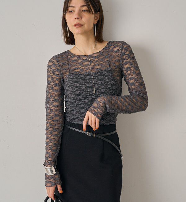  「カットレースプルオーバー」|Tシャツ・カットソー|グレー