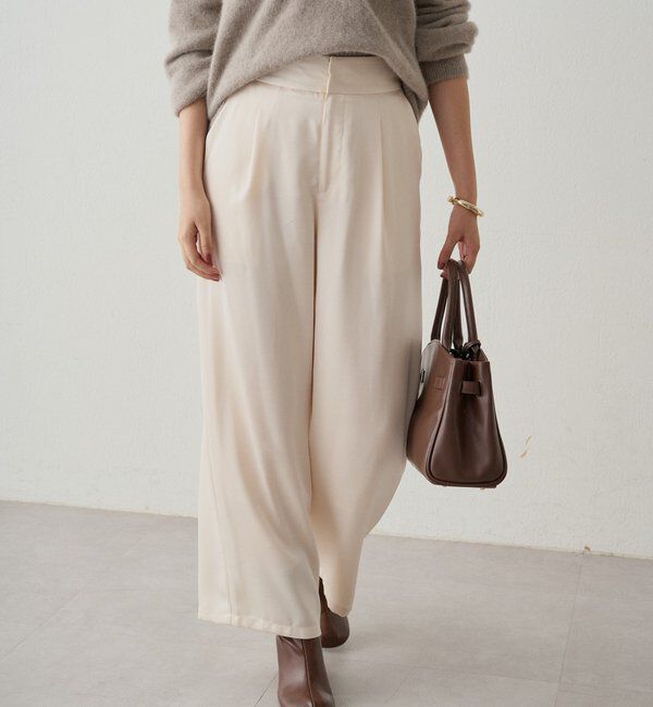  「ワイドベルトサテンパンツ 2nd」|チノ|