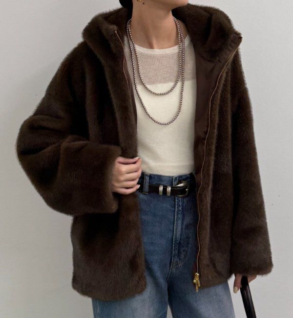  「フードフェイクファーブルゾン」|ベスト・ジレ|