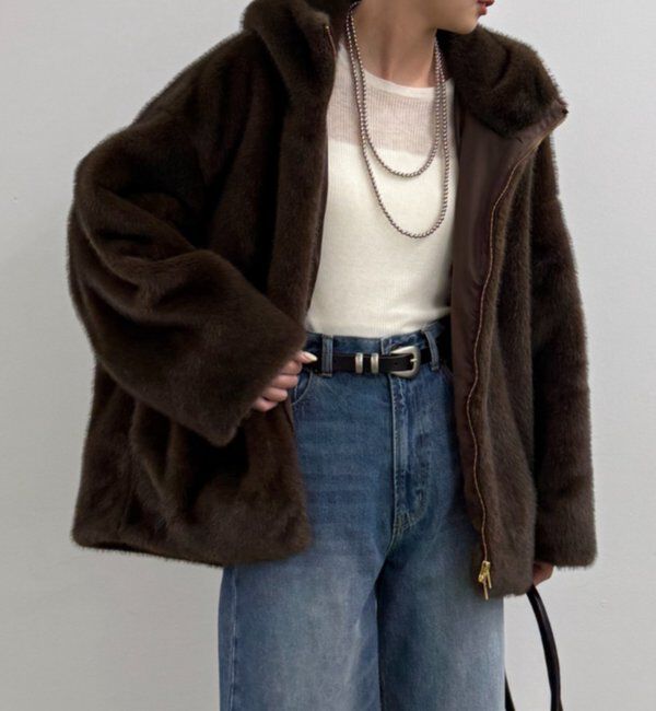  「フードフェイクファーブルゾン」|ベスト・ジレ|