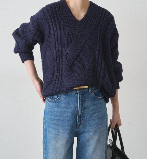  「ケーブルVニット」|ニット・セーター|