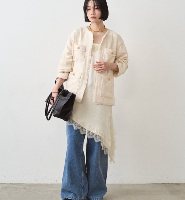  「サテンレースアシメキャミ」|シャツ・ブラウス|