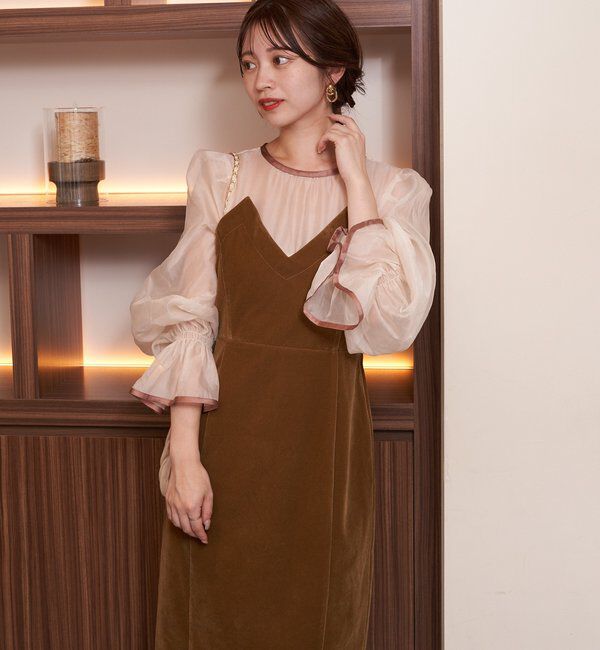  「【結婚式/ドレス/サイズ展開あり】配色シアーベアデザインワンピース」|ドレス|