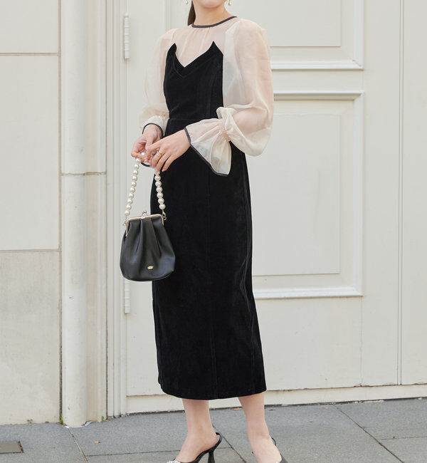  「【結婚式/ドレス/サイズ展開あり】配色シアーベアデザインワンピース」|ドレス|