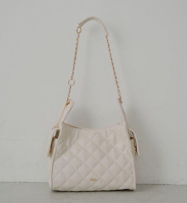  「2wayチェーンショルダーキルティングバッグ」|ショルダー・メッセンジャー|アイボリー