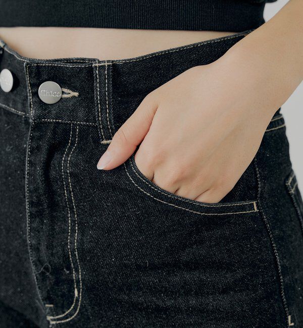  「パッチ付きフレアデニム」|デニム|