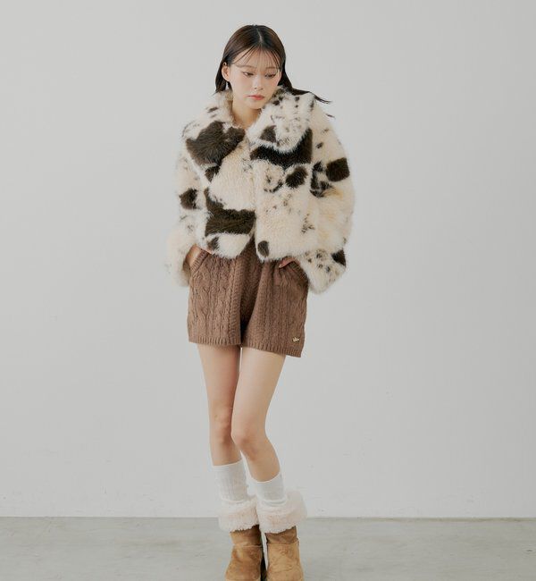  「【セットアップ対応】ケーブルショートニットパンツ」|チノ|