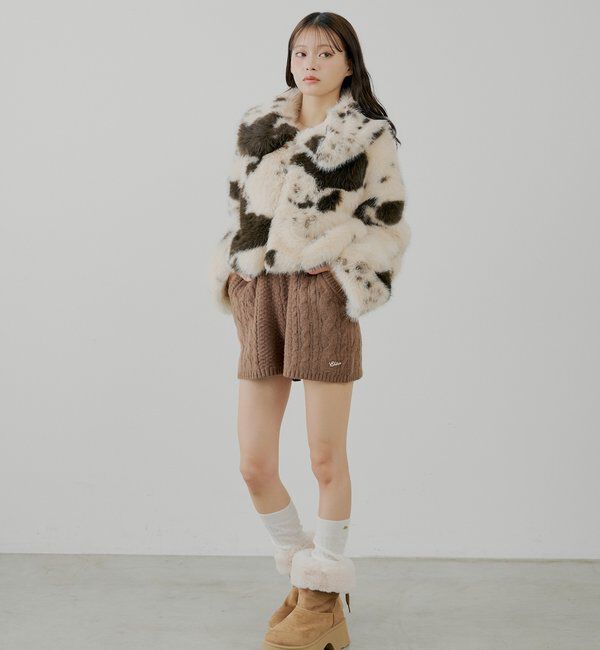  「【セットアップ対応】ケーブルショートニットパンツ」|チノ|