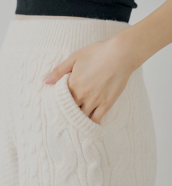  「【セットアップ対応】ケーブルショートニットパンツ」|チノ|