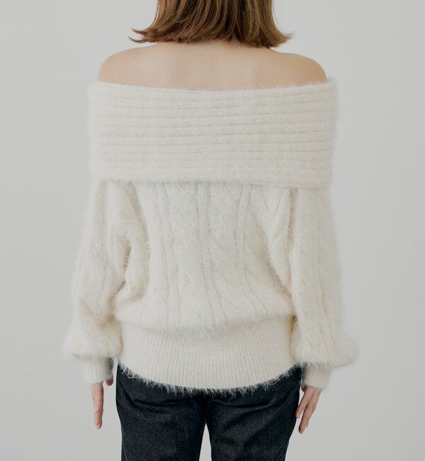  「リブデザインオフショルルーズニット」|ニット・セーター|