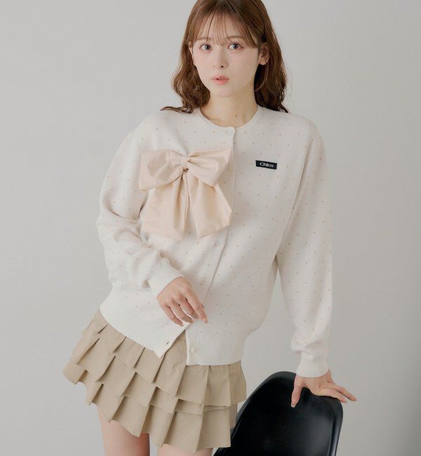  「【WEB限定カラーあり】リボンルーズカーディガン」|カーディガン|ホワイトその他2